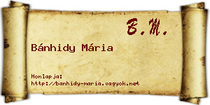 Bánhidy Mária névjegykártya