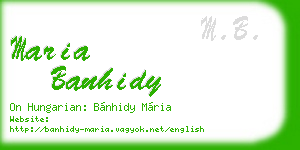maria banhidy business card